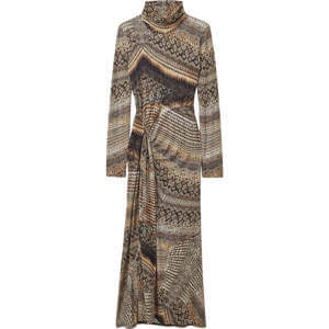 REISS NAOMI Snake Print Draped Midi Dress